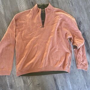 Tommy Bahama Reversible Burnt Orange Quarter Zip Pullover Sweater Large?